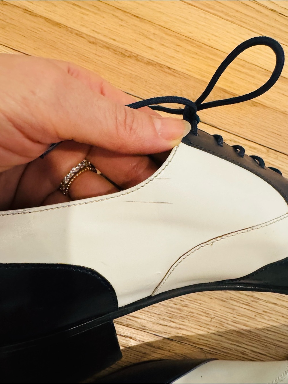 Salvatore Ferragamo Black White Spectator Oxford Shoes Sz 37 7 1/2 Made in Italy - Picture 8 of 9